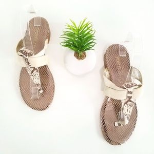 POSITANO Thong Sandals Metallic Snake Suede Shoes